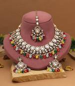 Vibrant multi color kundan necklace set
