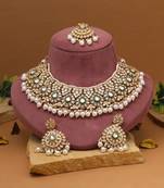 Pure white color kundan necklace set