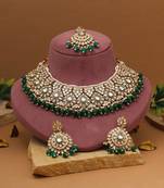 Meadow green color kundan necklace set