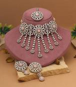 Baby light pink color choker kundan necklace set