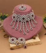 Wine maroon color choker kundan necklace set
