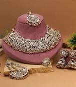 Antique gold color pakistani kundan necklace set