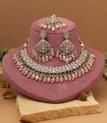  gold color pakistani kundan necklace set