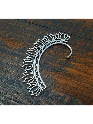 women silver plated brass lotus shape ear cuff 4