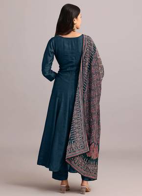 Art Silk Embroidery Work Anarkali Festive Kurta Pant with Dupatta Set 3