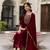Stunning Maroon Velvet Embroidery Salwar Suit Set Kurta Pant with Dupatta