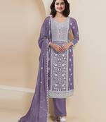 Lavendar Embroidered silk salwar suit
