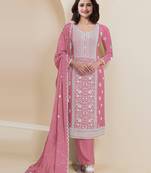 peach Embroidered silk salwar suit