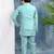 Blue solid kurta & pyjama set with threadwork embroidered waistcoat for boys