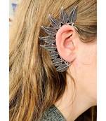   ethnic silver plated brass leaf style ear cuff