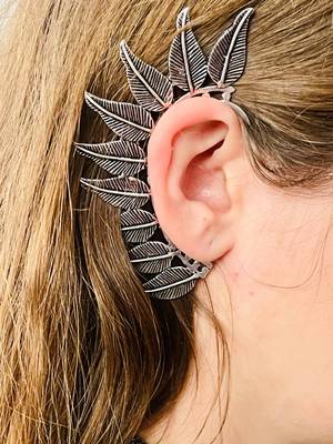  ethnic silver plated brass leaf style ear cuff 2