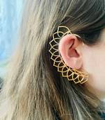 women ethnic gold plated brass leaf style ear cuff