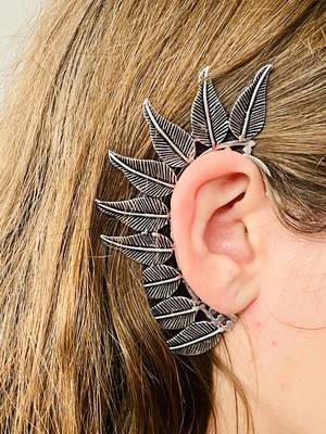   ethnic silver plated brass leaf style ear cuff 3