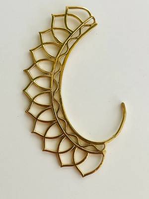 women ethnic gold plated brass leaf style ear cuff 3