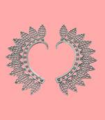   silver plated oxidised leaf style ear cuff