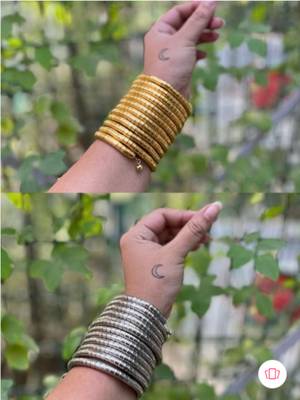   handmade gold & silver plated viral spiral combo bangles 2
