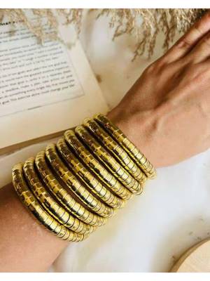   handmade gold plated spiral bangle 2
