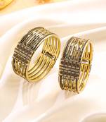 women set of 2 gold plated oxidised bangles