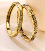   set of 2 gold plated leaf design oxidised bangles