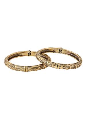   set of 2 gold plated floral design oxidised bangles 2