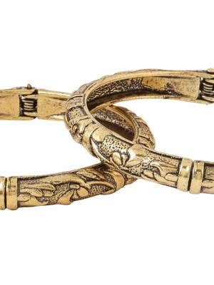   set of 2 gold plated floral design oxidised bangles 3