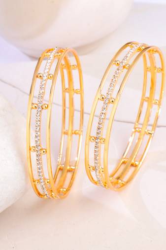 women set of 2 gold plated handcrafted bangles