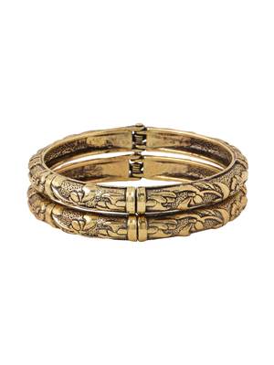   set of 2 gold plated floral design oxidised bangles 5