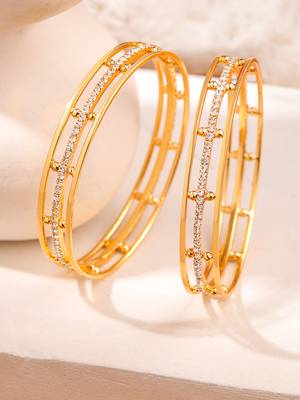 women set of 2 gold plated handcrafted bangles 5