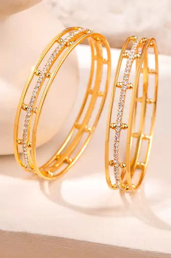 women set of 2 gold plated handcrafted bangles