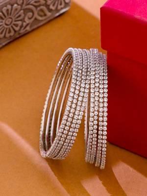   set of 8 american diamond silver plated bangles 1