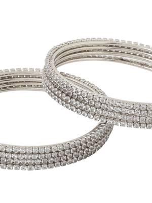   set of 8 american diamond silver plated bangles 3