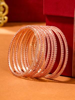   set of 8 american diamond rose gold plated bangles 1