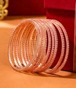   set of 8 american diamond rose gold plated bangles