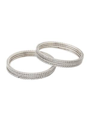   set of 8 american diamond silver plated bangles 4