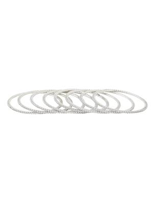   set of 8 american diamond silver plated bangles 5