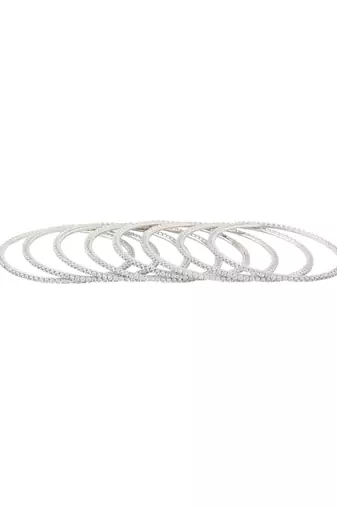   set of 8 american diamond silver plated bangles