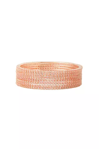   set of 8 american diamond rose gold plated bangles