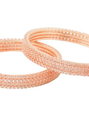   set of 8 american diamond rose gold plated bangles 3