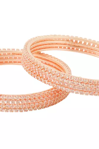   set of 8 american diamond rose gold plated bangles