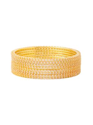 women set of 8 american diamond gold plated bangles 2