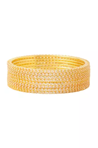 women set of 8 american diamond gold plated bangles