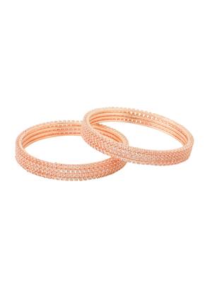   set of 8 american diamond rose gold plated bangles 4
