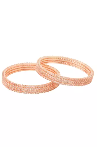   set of 8 american diamond rose gold plated bangles