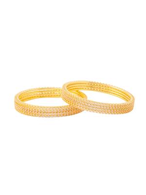 women set of 8 american diamond gold plated bangles 3