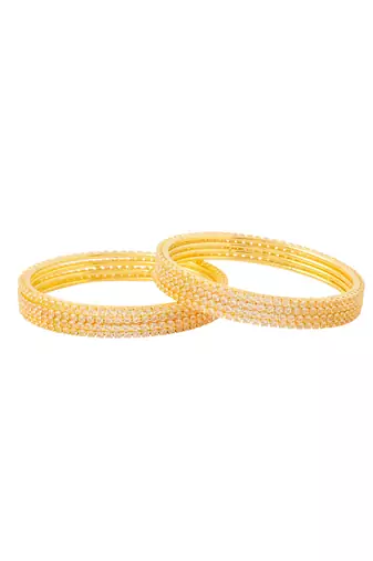 women set of 8 american diamond gold plated bangles