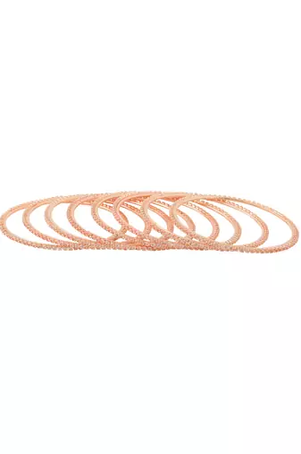   set of 8 american diamond rose gold plated bangles