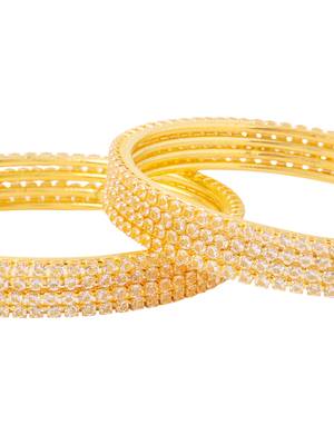 women set of 8 american diamond gold plated bangles 4