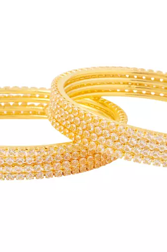women set of 8 american diamond gold plated bangles