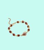 gold toned rudraksh & pearls bracelet