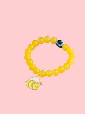  unisex yellow artificial beads stylish bracelet 1